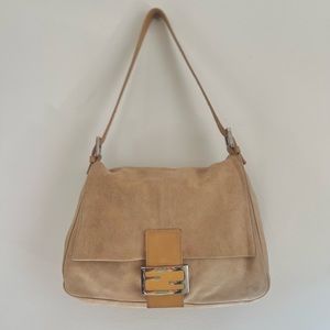 Fendi Beige Suede Calfskin Mama Forever Baguette
